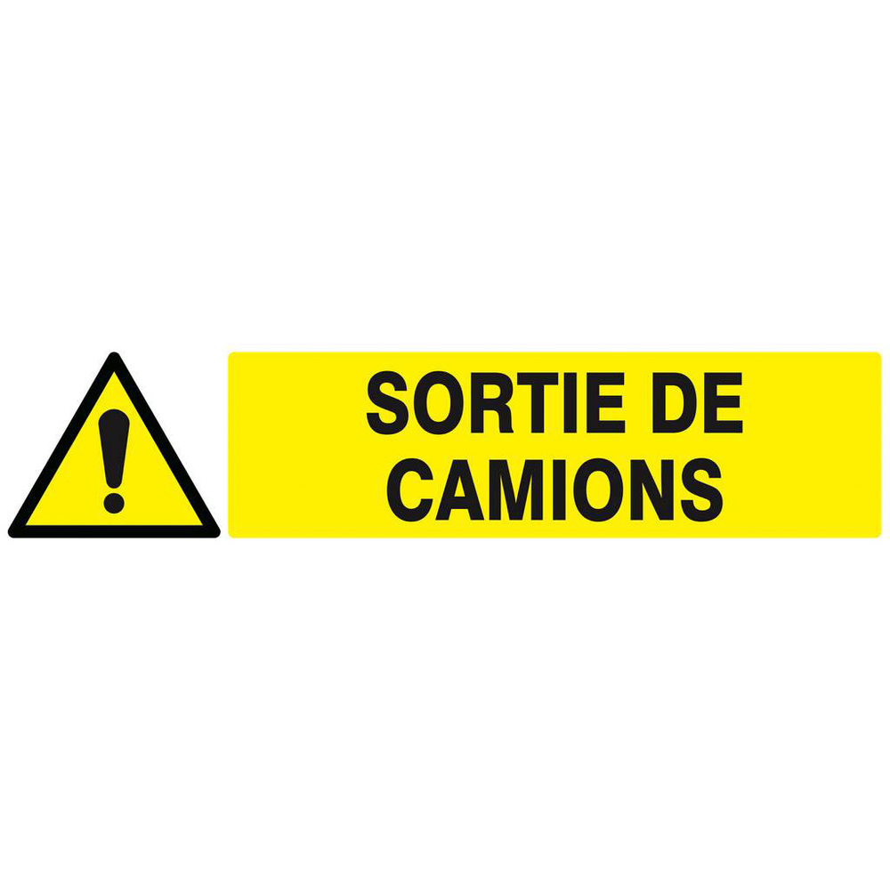 Panneau rigide DANGER SORTIE DE CAMIONS 330x75mm TALIAPLAST - 625319