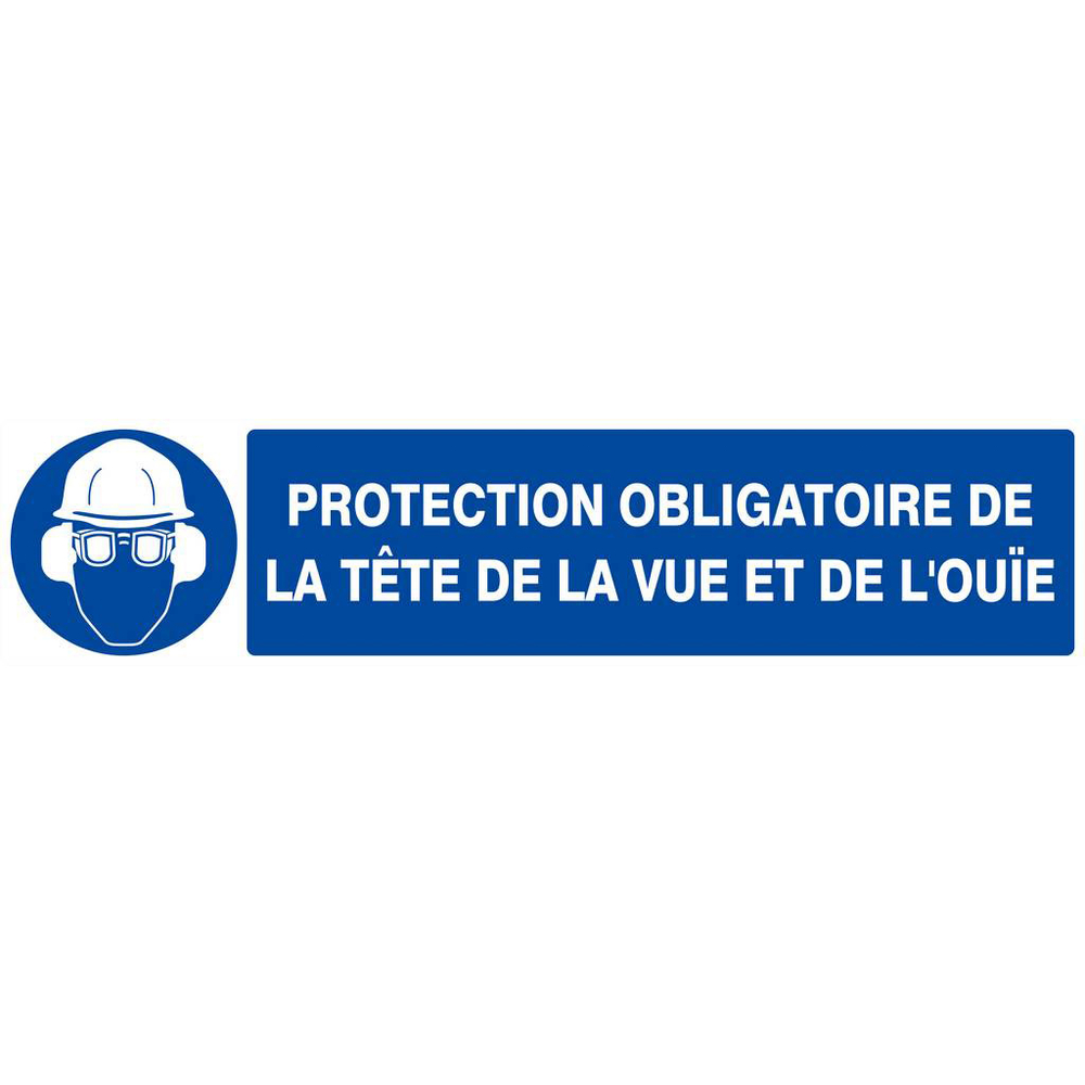 PANNEAU PROTECTION OBLIGATOIRE TETE/VUE/OUIE 330X75MM TALIAPLAST - 625501
