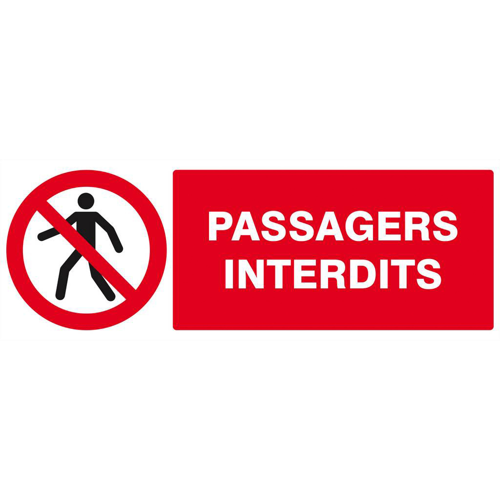 Panneau rigide PASSAGERS INTERDITS 330X120MM TALIAPLAST - 626202