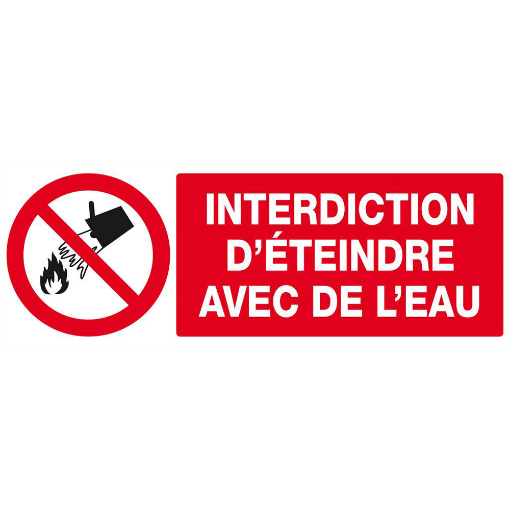 Panneau rigide INTERDICTION D'ETEINDRE AVEC DE L'EAU 330X120MM TALIAPLAST - 626213