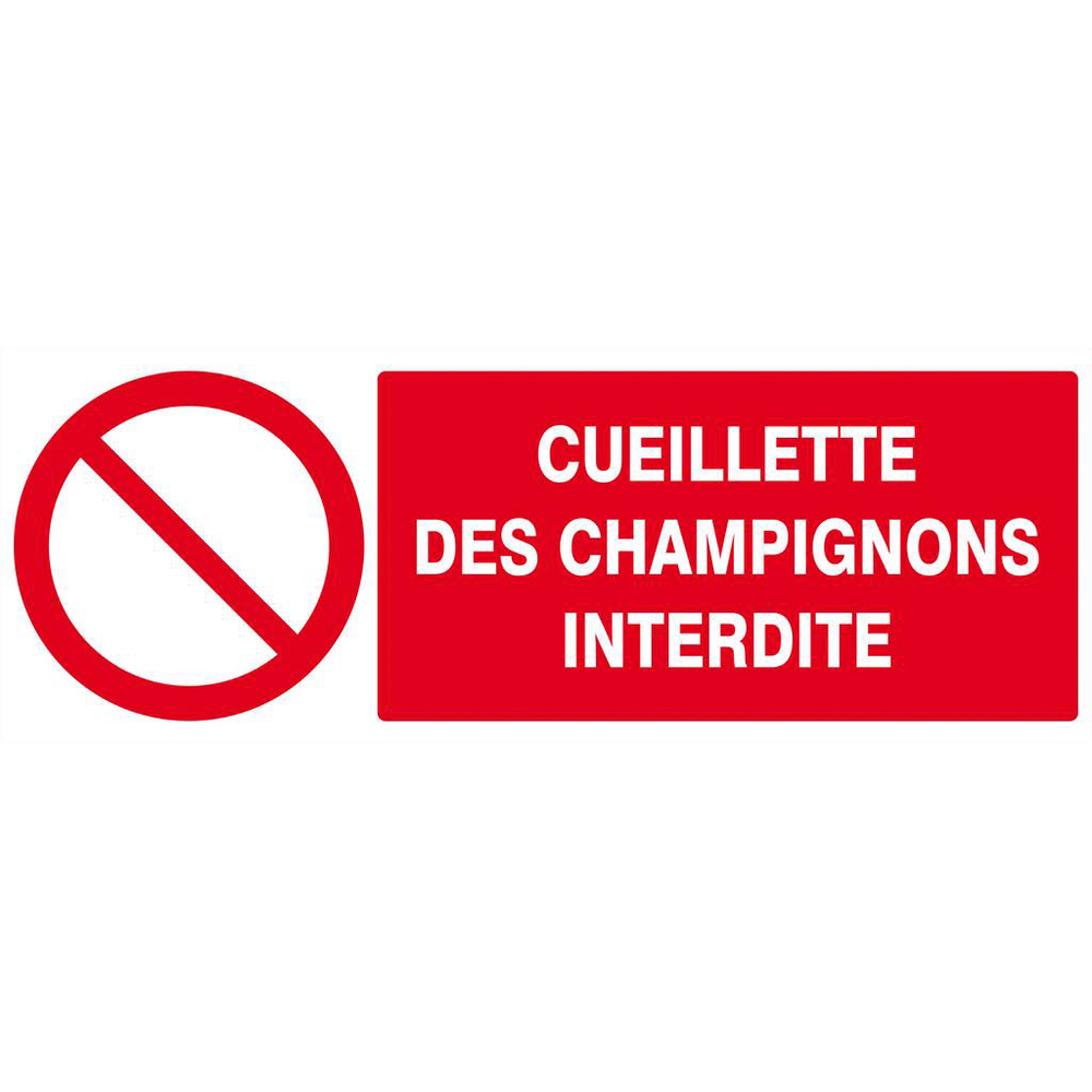 Panneau rigide CUEILLETTE DES CHAMPIGNONS INTERDITE 330X120MM TALIAPLAST - 626221