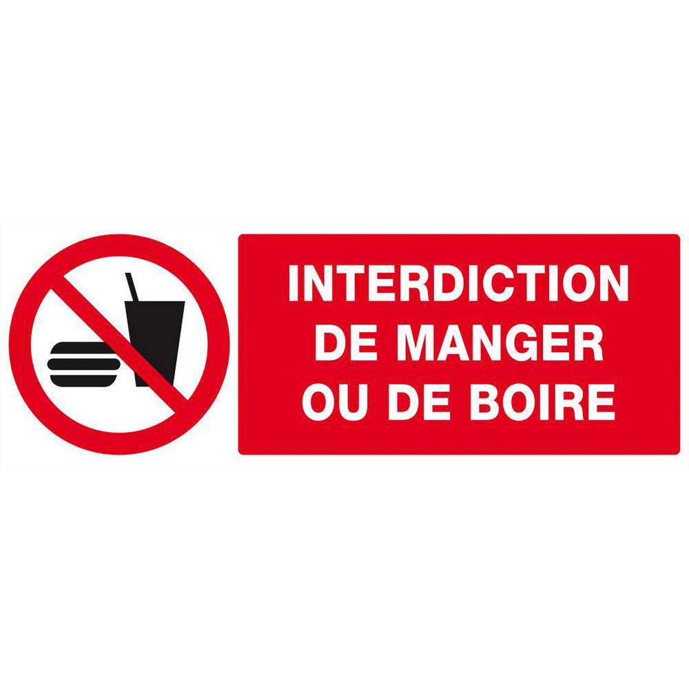 Panneau rigide INTERDICTION DE MANGER OU DE BOIRE 330X120MM TALIAPLAST - 626229