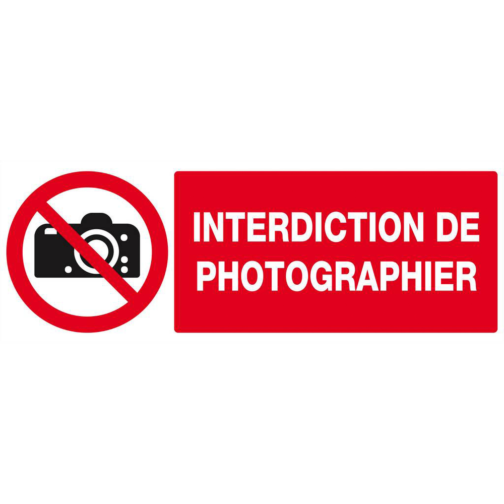 Panneau rigide INTERDICTION DE PHOTOGRAPHIER 330X120MM TALIAPLAST - 626231