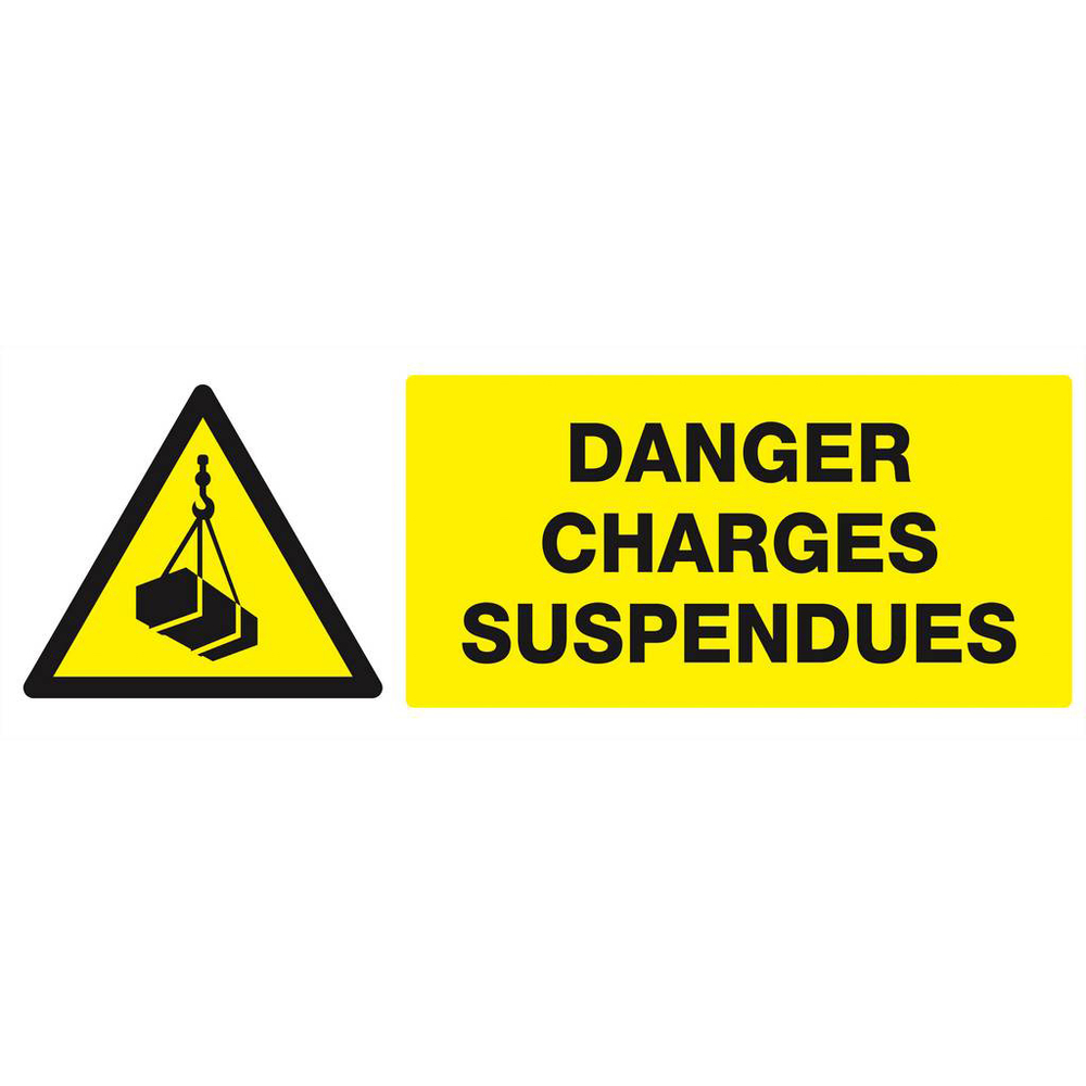 Panneau rigide DANGER, CHARGES SUSPENDUES 330X120MM TALIAPLAST - 626307