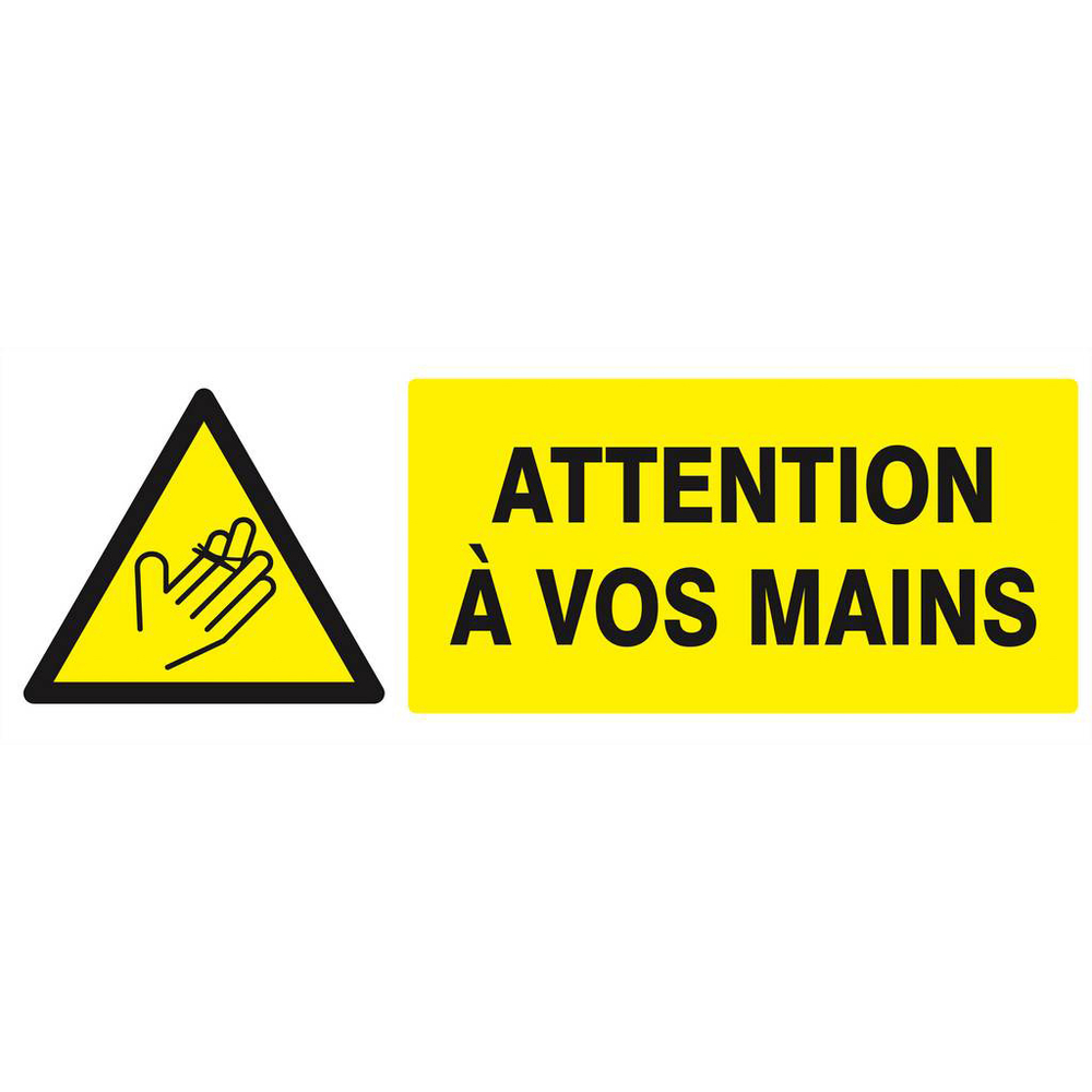 Panneau rigide DANGER ATTENTION A VOS MAINS 330X120MM TALIAPLAST - 626311
