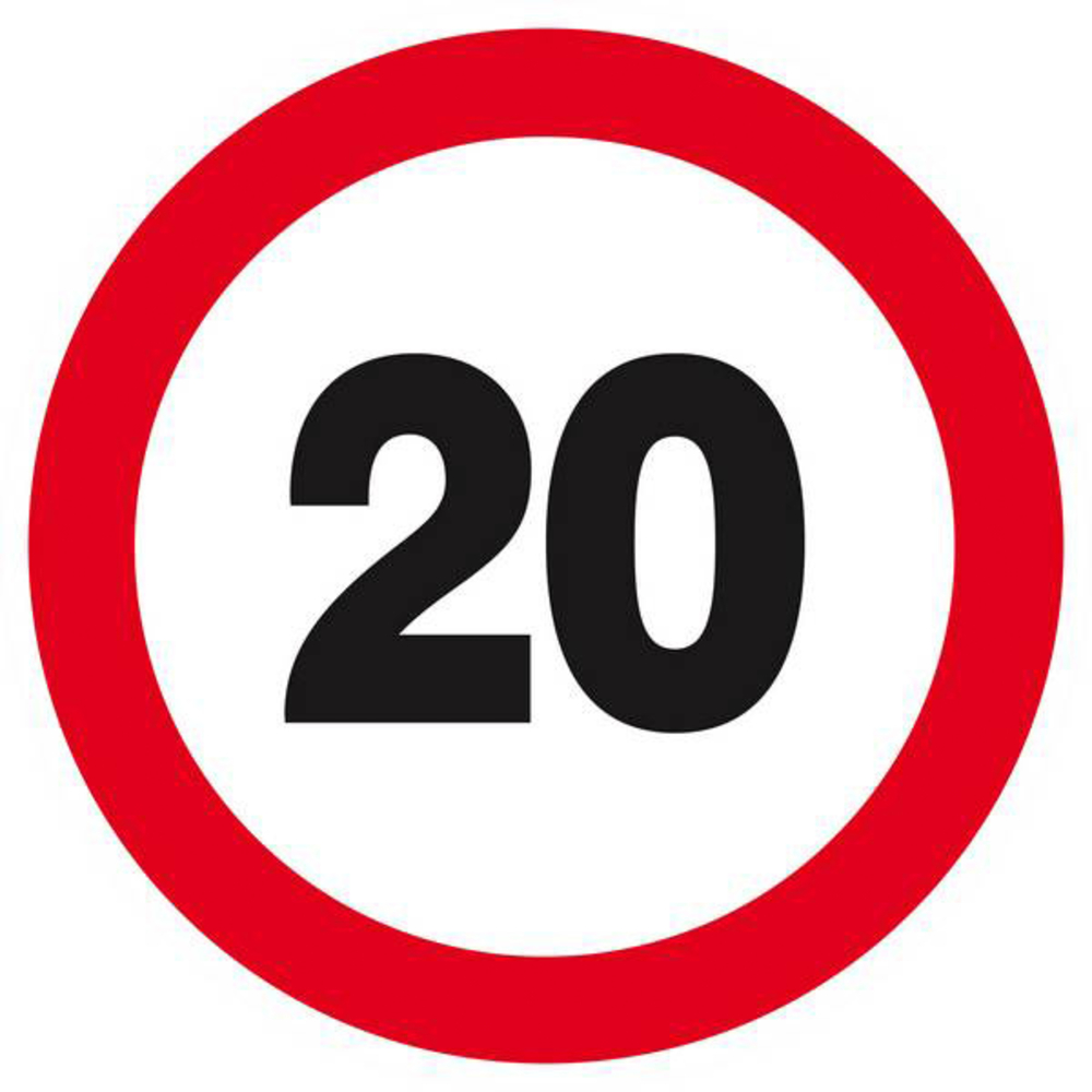 Panneau rigide INTERDIT DE ROULER A PLUS DE A 20 KM Ø180MM TALIAPLAST - 627256