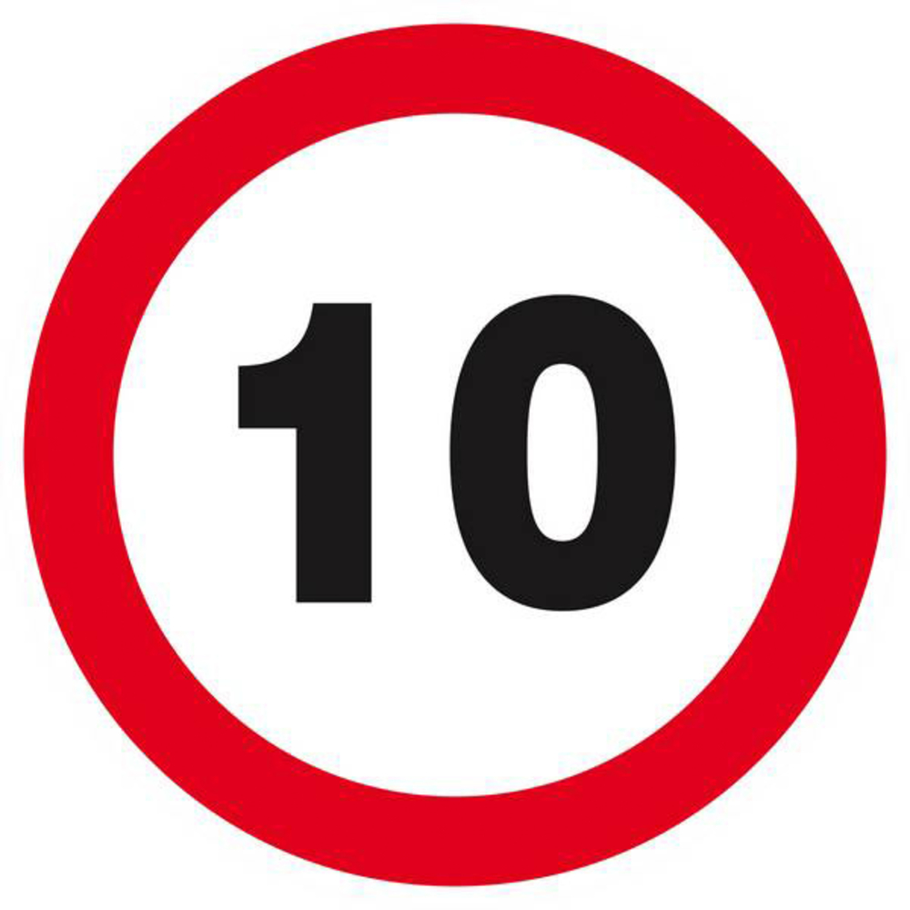 Panneau rigide INTERDIT DE ROULER A PLUS DE 10 KM/H Ø180MM TALIAPLAST - 627260
