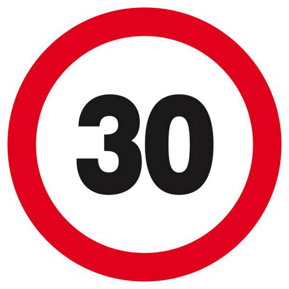 Panneau rigide INTERDIT DE ROULER A PLUS DE 30 KM/H Ø180MM TALIAPLAST - 627262