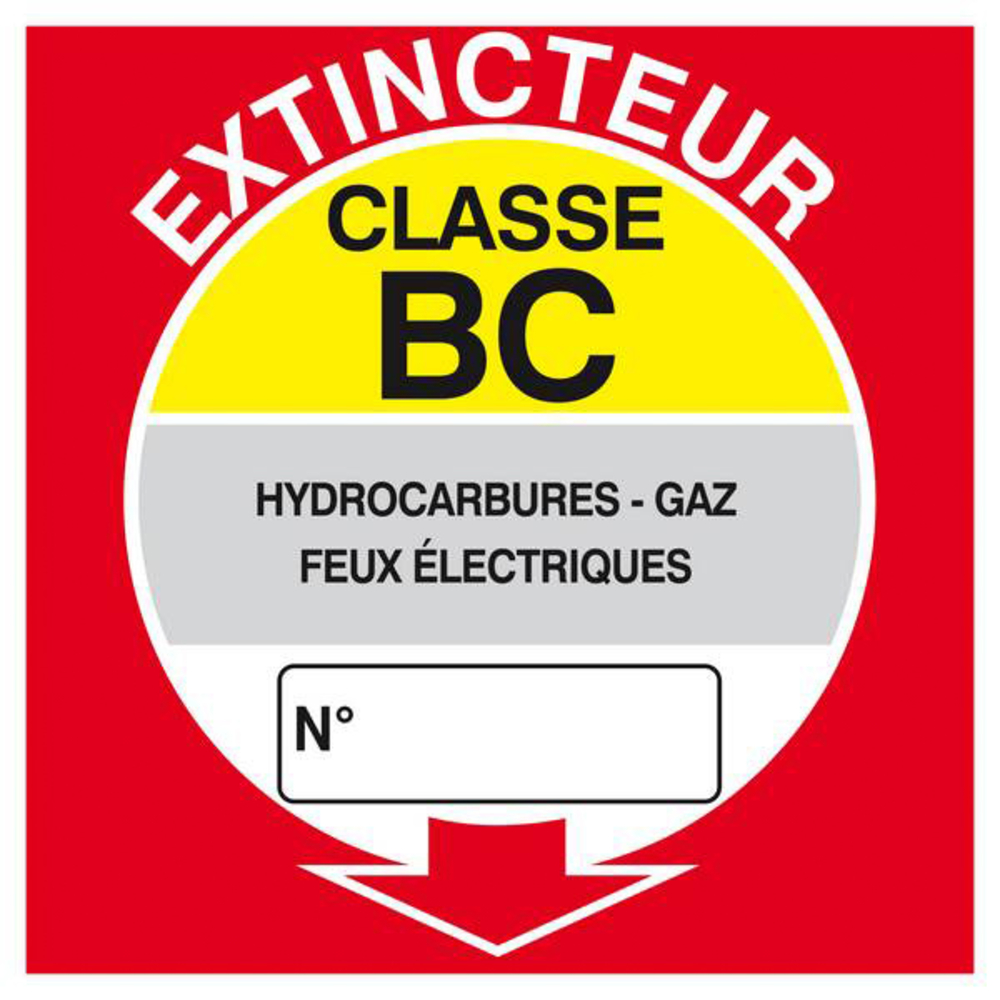 PANNEAU EXTINCTEUR CLASSE BC 200X200MM TALIAPLAST - 628117