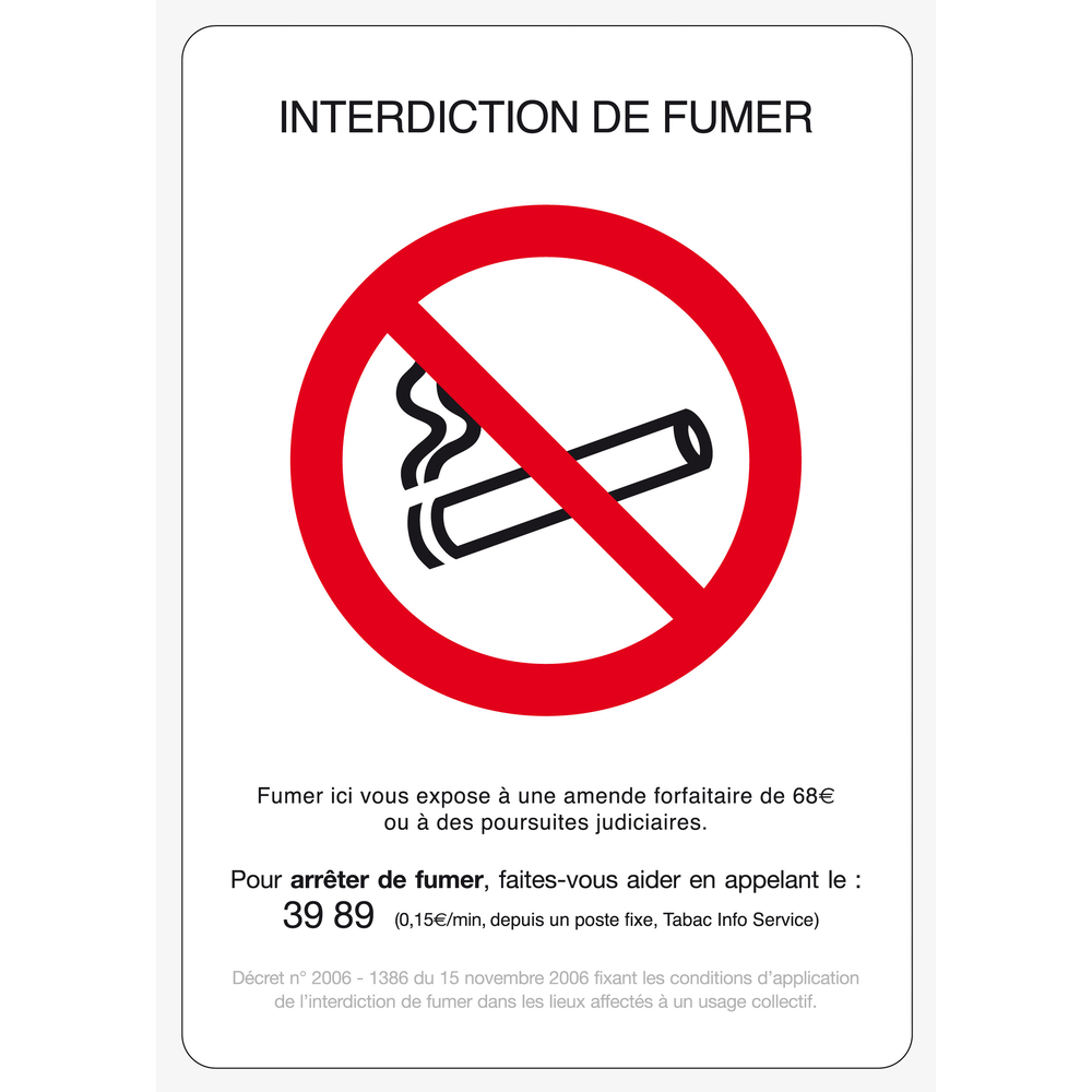 PANNEAU INTERDICTION DE FUMER TALIAPLAST - 629001