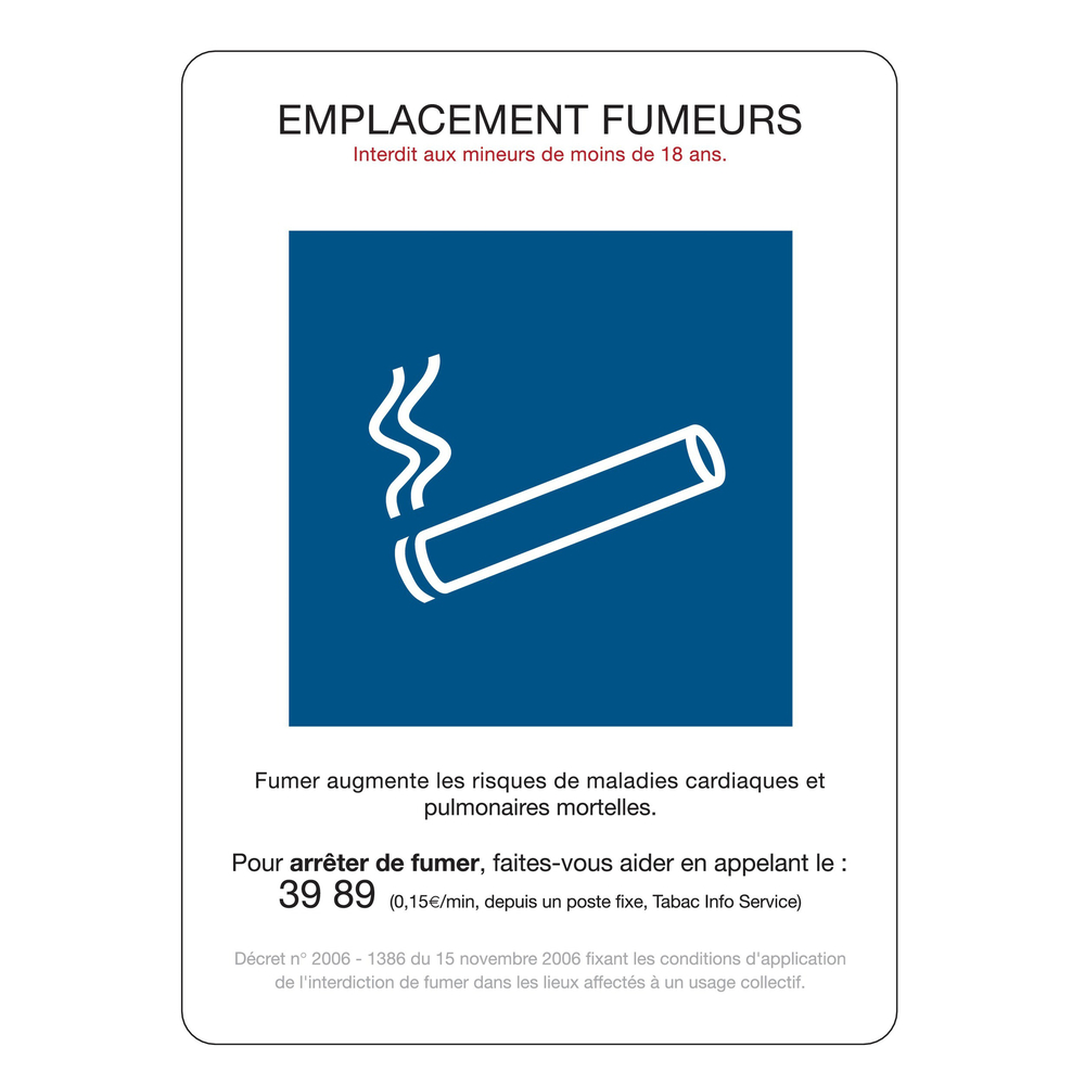 PANNEAU EMPLACEMENT FUMEURS 210X297MM (A4) PS CHOC TALIAPLAST - 629004