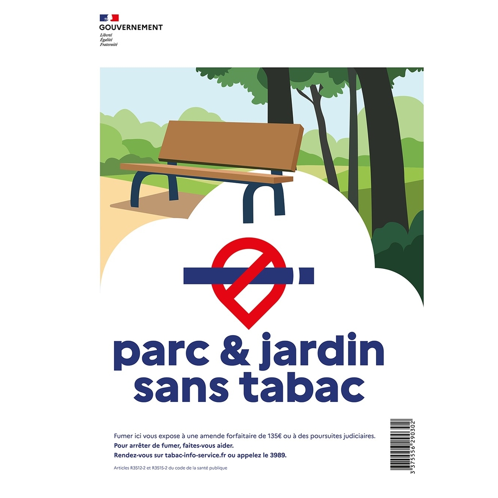 Panneau Parc et jardin sans tabac 210x300mm A4 PS Choc TALIAPLAST - 629030