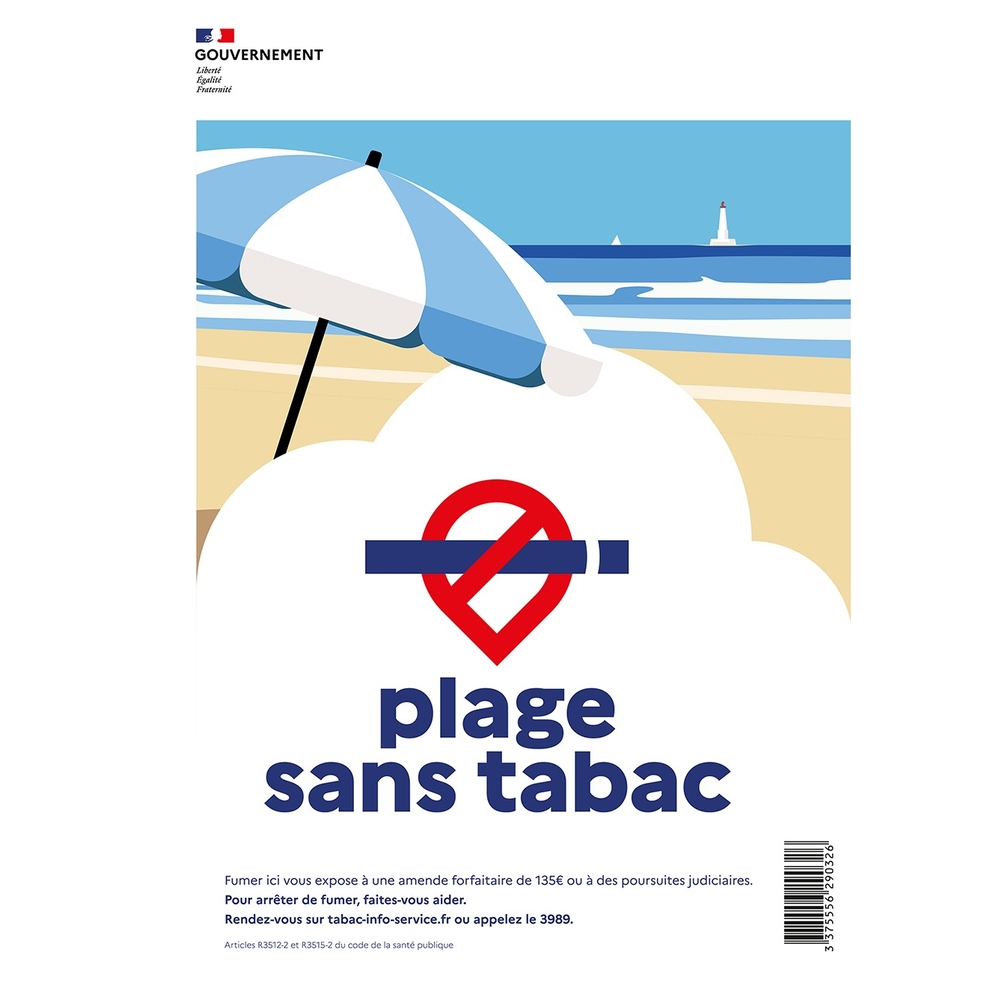 Panneau Plage sans tabac 210x300mm A4 PS Choc TALIAPLAST - 629032