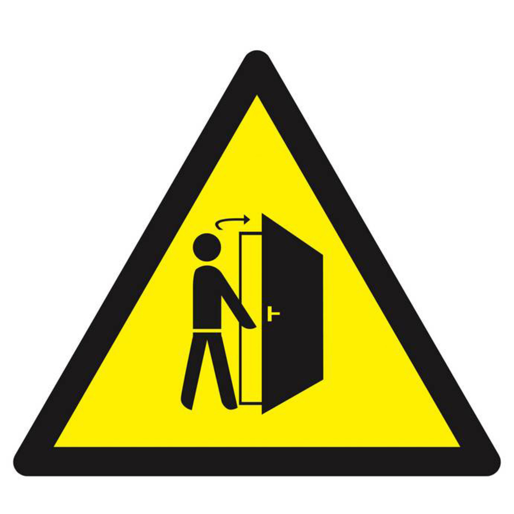 Panneau rigide DANGER ATTENTION A L'OUVERTURE DE PORTE 300X300X300MM TALIAPLAST - 629346
