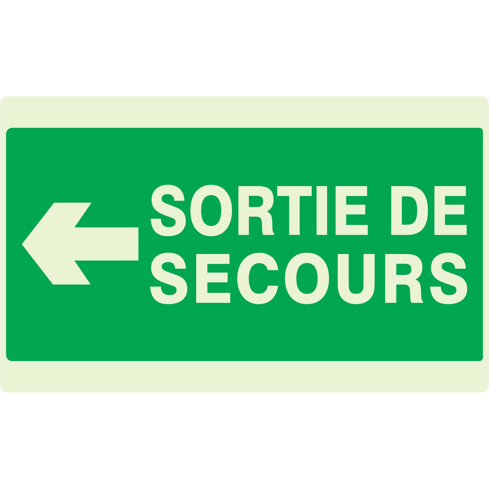 SORTIE DE SECOURS FLECHE A GAUCHE LUMINESCENT 330x200mm TALIAPLAST - 631414