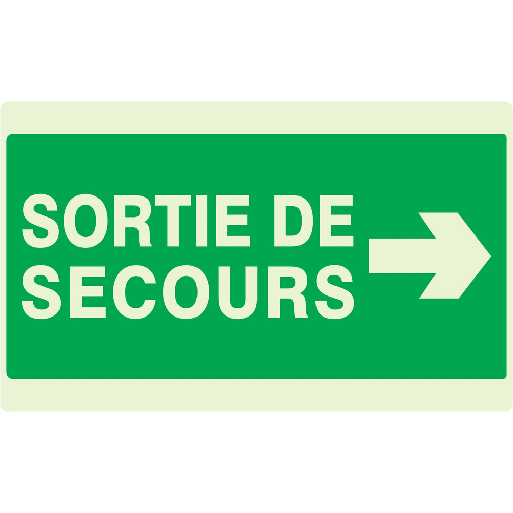 SORTIE DE SECOURS FLECHE A DROITE LUMINESCENT 330x200mm TALIAPLAST - 631415