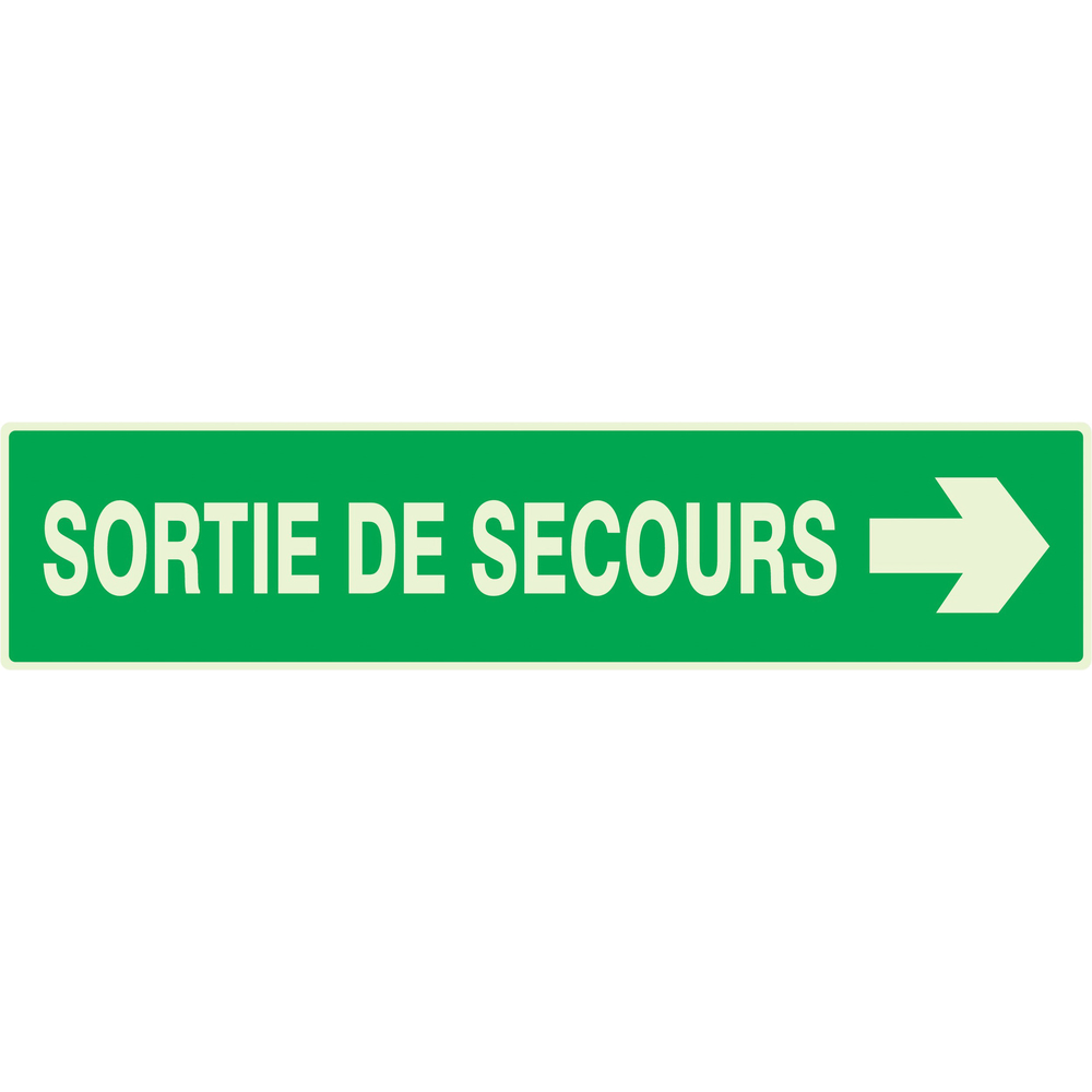 SORTIE DE SECOURS FLECHE A DROITE LUMINESCENT 330x75mm TALIAPLAST - 635415