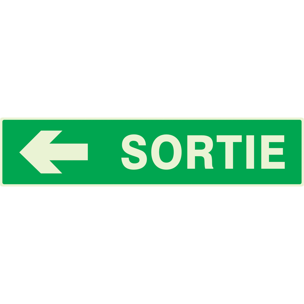 PANNEAU SORTIE FLECHE A GAUCHE LUMINESCENT 330X75MM TALIAPLAST - 635418