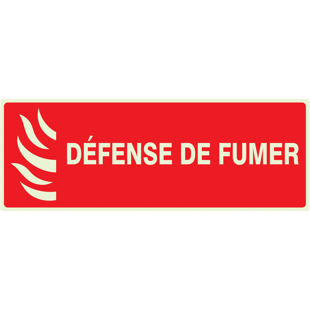PANNEAU DEFENSE DE FUMER (INCENDIE) LUMINESCENT 330X120MM TALIAPLAST - 636118