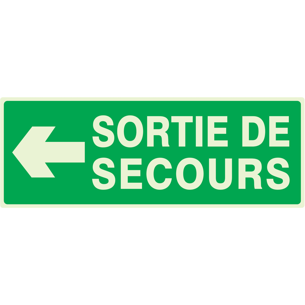 SORTIE DE SECOURS FLECHE A GAUCHE LUMINESCENT 330x120mm TALIAPLAST - 636414