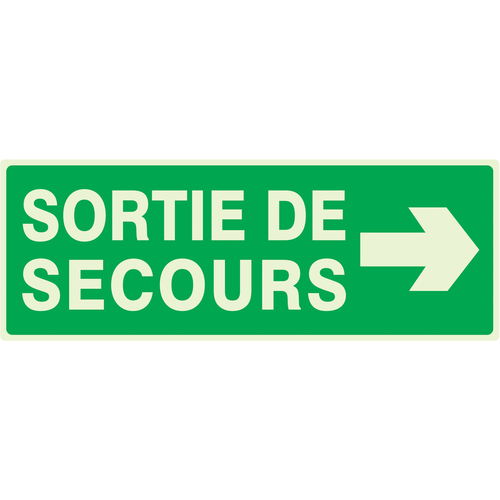 SORTIE DE SECOURS FLECHE A DROITE LUMINESCENT 330x120mm TALIAPLAST - 636415