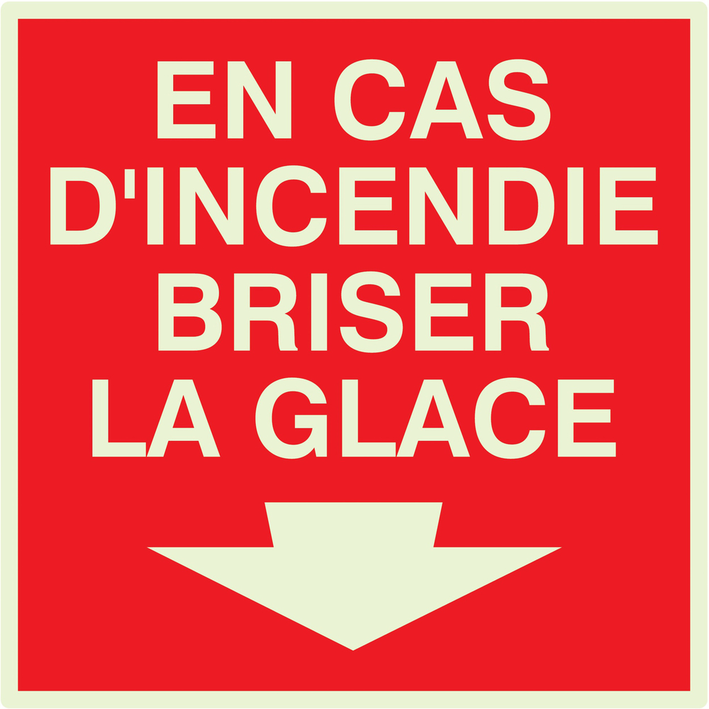 EN CAS D'INCENDIE BRISER LA GLACE LUMINESCENT 200x200mm TALIAPLAST - 638107