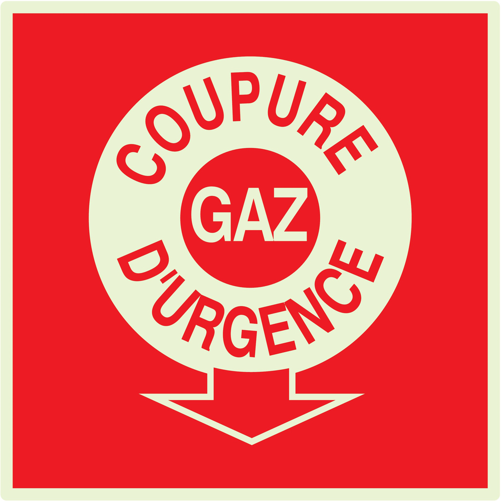 PANNEAU COUPURE GAZ D'URGENCE LUMINESCENT 200X200MM TALIAPLAST - 638109