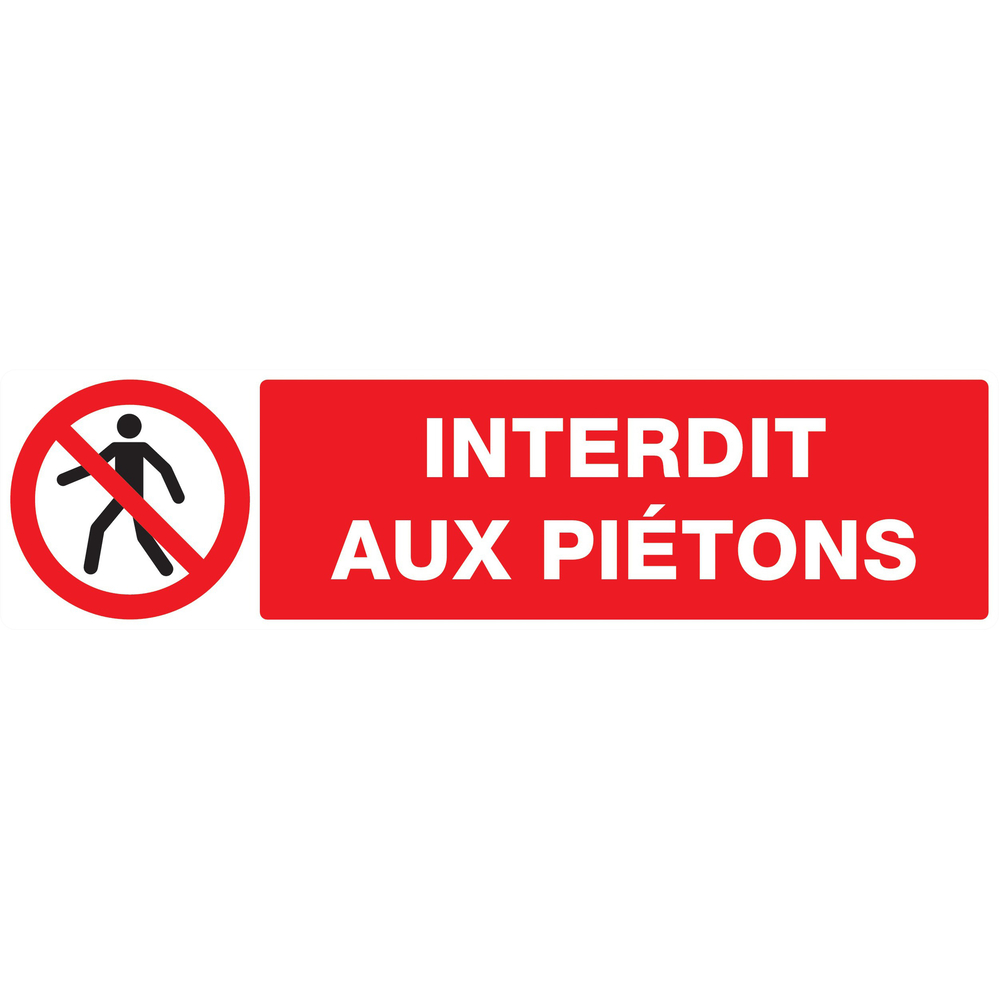 Panneau adhésif INTERDIT AUX PIETONS 200X52MM TALIAPLAST - 720201