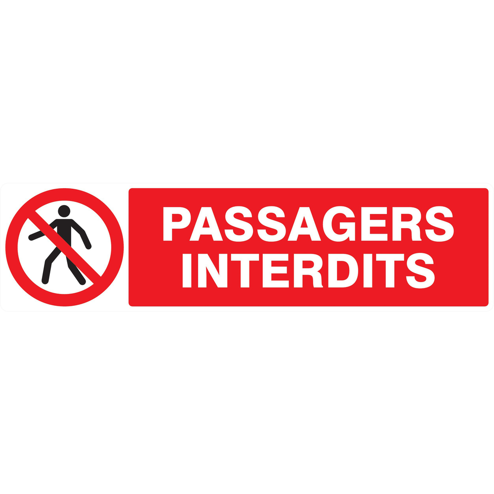 Panneau adhésif PASSAGERS INTERDITS 200X52MM TALIAPLAST - 720202
