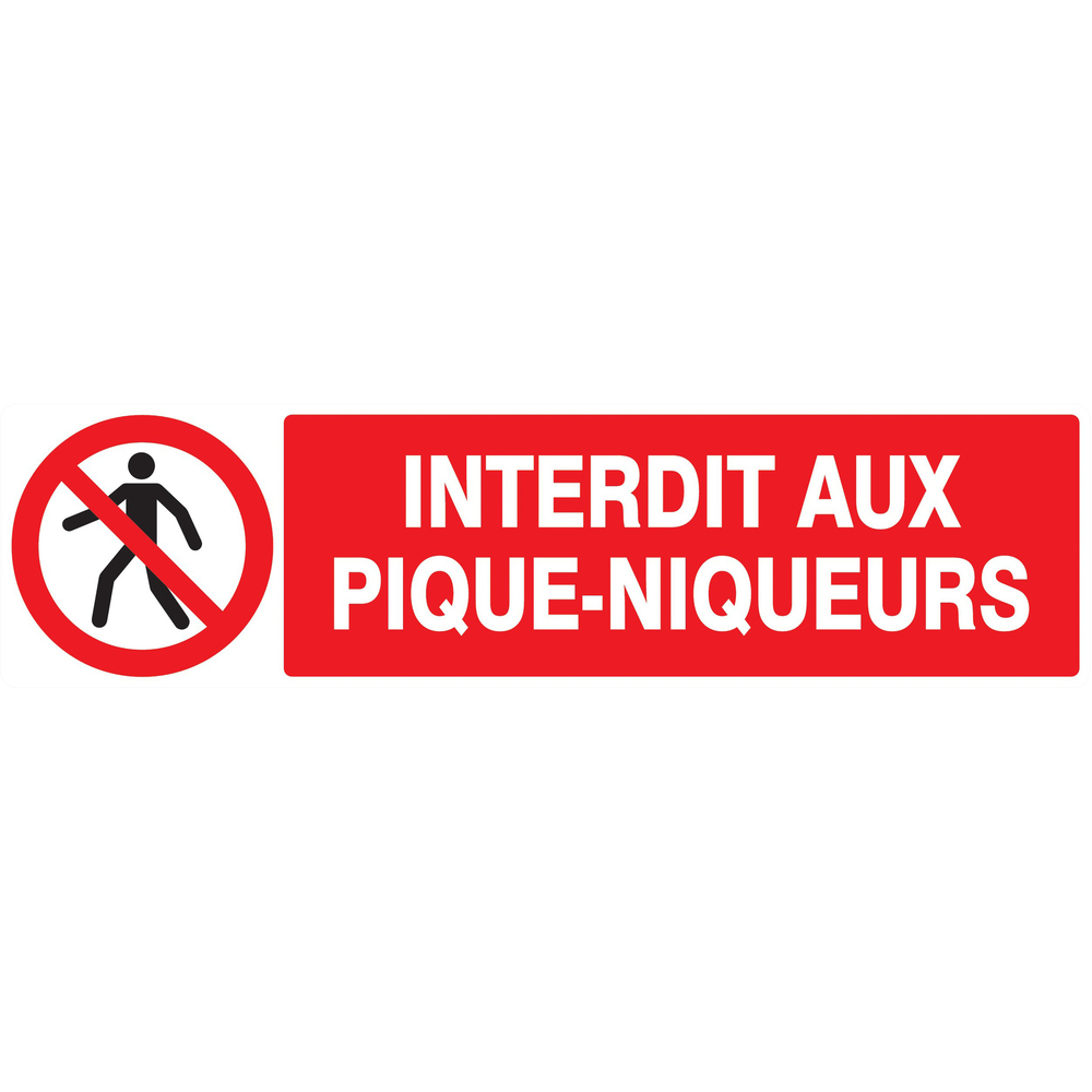 Panneau adhésif INTERDIT AUX PIQUE-NIQUEURS 200X52MM TALIAPLAST - 720207