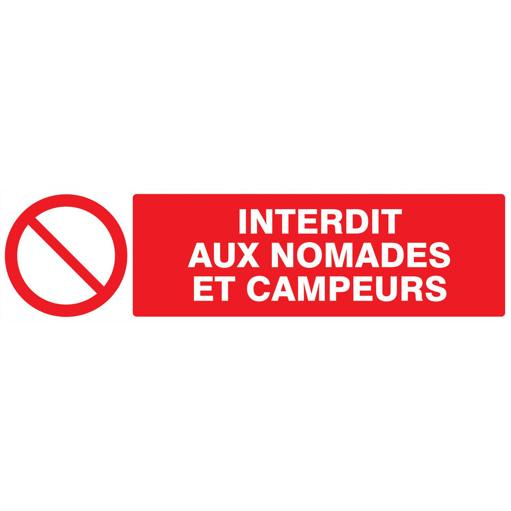 Panneau adhésif INTERDIT AUX NOMADES ET CAMPEURS 200X52MM TALIAPLAST - 720211