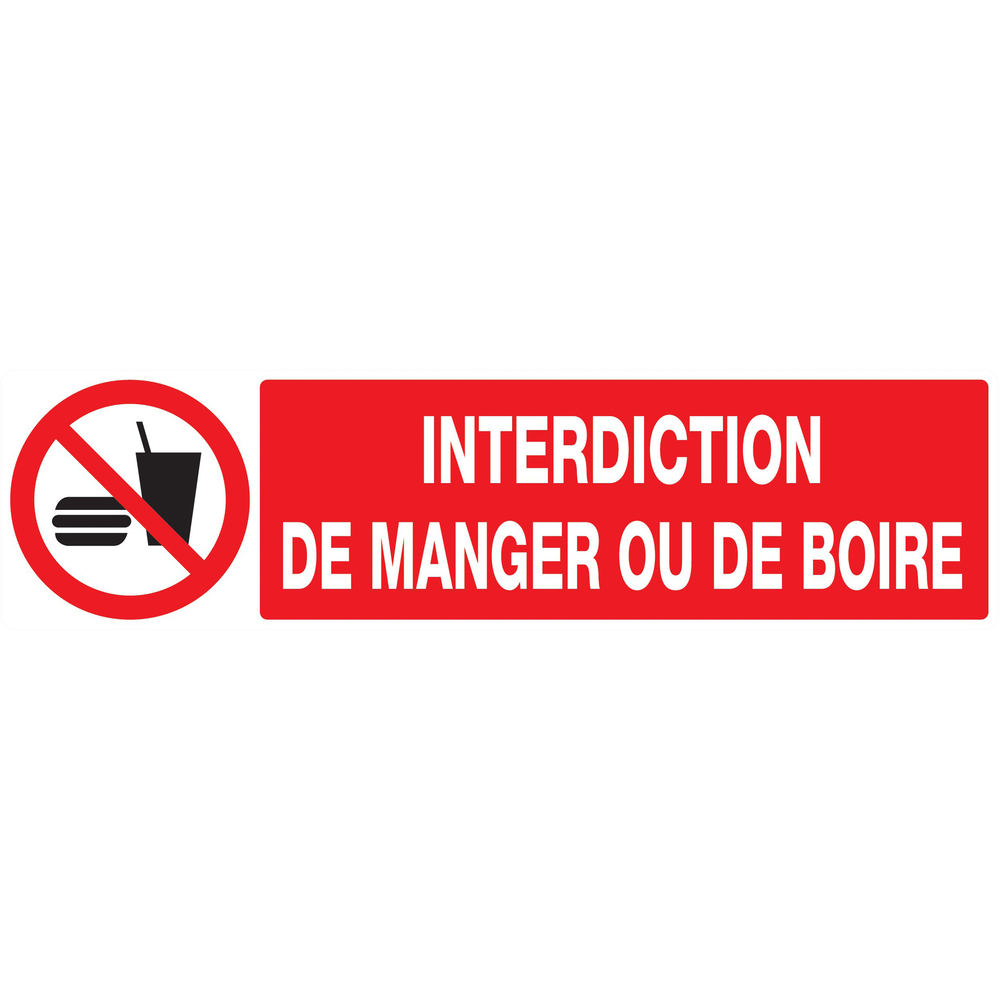 Panneau adhésif INTERDICTION DE MANGER OU DE BOIRE 200X52MM TALIAPLAST - 720229