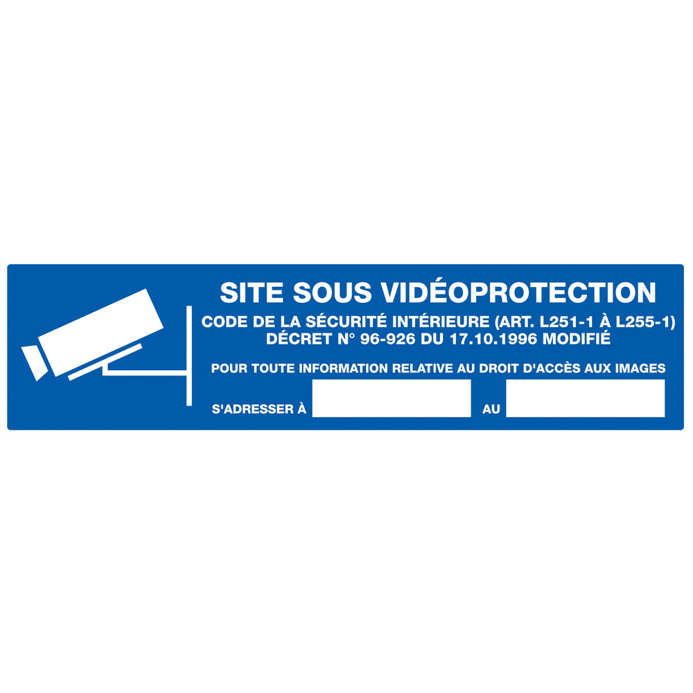 Panneau adhésif SITE SOUS VIDEOPROTECTION 200X52MM TALIAPLAST - 720238