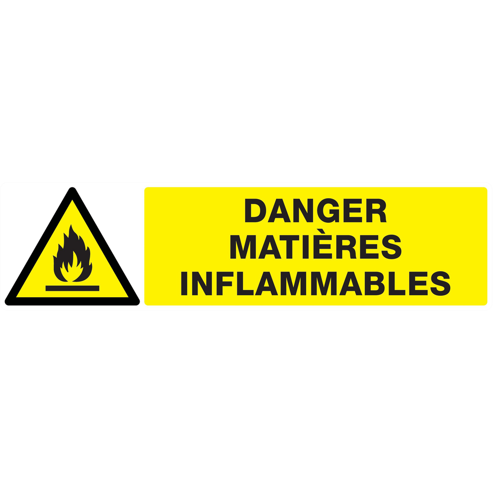 Panneau adhésif DANGER, MATIERES INFLAMMABLES 200X52MM TALIAPLAST - 720303