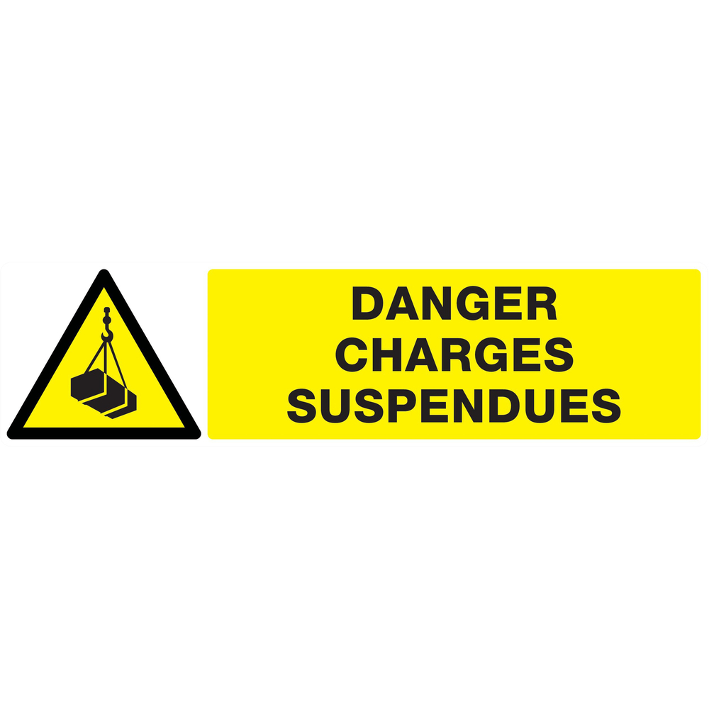 Panneau adhésif DANGER, CHARGES SUSPENDUES 200X52MM TALIAPLAST - 720307