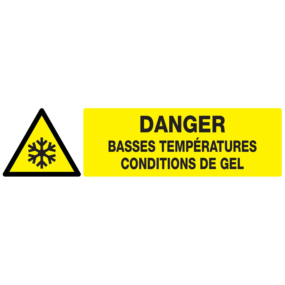 Panneau adhésif DANGER, BASSES TEMPERATURES CONDITIONS DE GEL 200x52mm TALIAPLAST - 720308