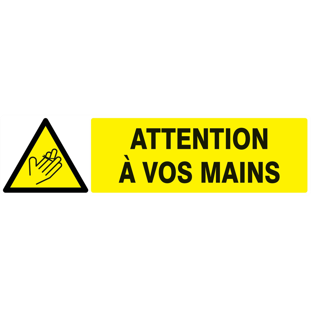 Panneau adhésif DANGER, ATTENTION A VOS MAINS 200X52MM TALIAPLAST - 720311