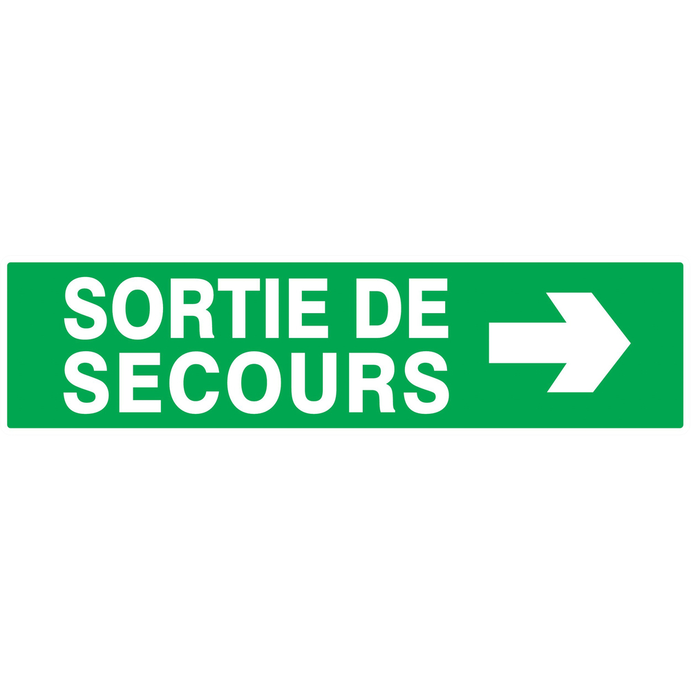 PANNEAU SORTIE DE SECOURS FLECHE A DROITE 200X52MM TALIAPLAST - 720415