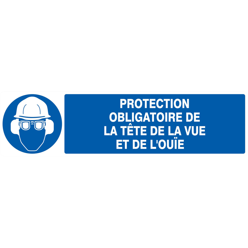 PANNEAU PROTECTION OBLIGATOIRE TETE/VUE/OUIE 200X52MM TALIAPLAST - 720501