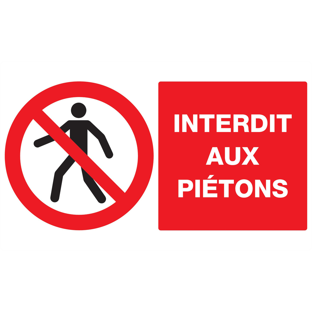 Panneau adhésif INTERDIT AUX PIETONS 330X200MM TALIAPLAST - 721201