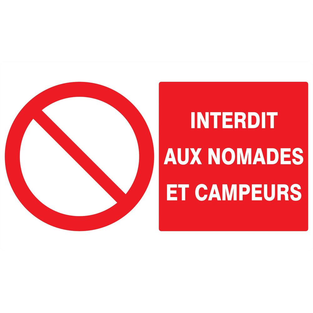 Panneau adhésif INTERDIT AUX NOMADES ET CAMPEURS 330X200MM TALIAPLAST - 721211
