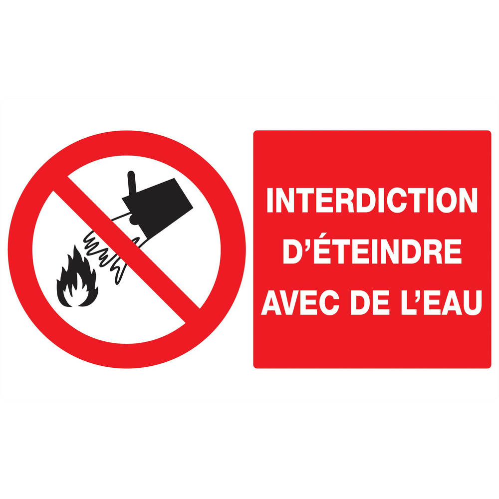Panneau adhésif INTERDICTION D'ETEINDRE AVEC DE L'EAU 330X200MM TALIAPLAST - 721213