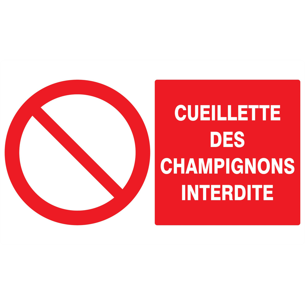 Panneau adhésif CUEILLETTE DES CHAMPIGNONS INTERDITE 330X200MM TALIAPLAST - 721221