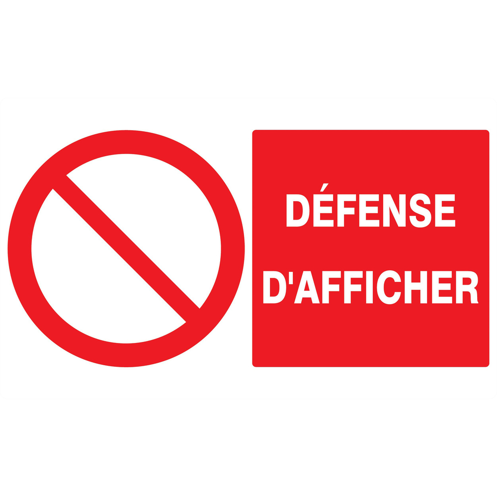 Panneau adhésif DEFENSE D'AFFICHER 330X200MM TALIAPLAST - 721222