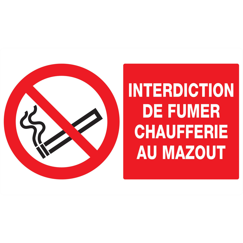 Panneau adhésif INTERDICTION DE FUMER CHAUFFERIE AU MAZOUT 330X200MM TALIAPLAST - 721223