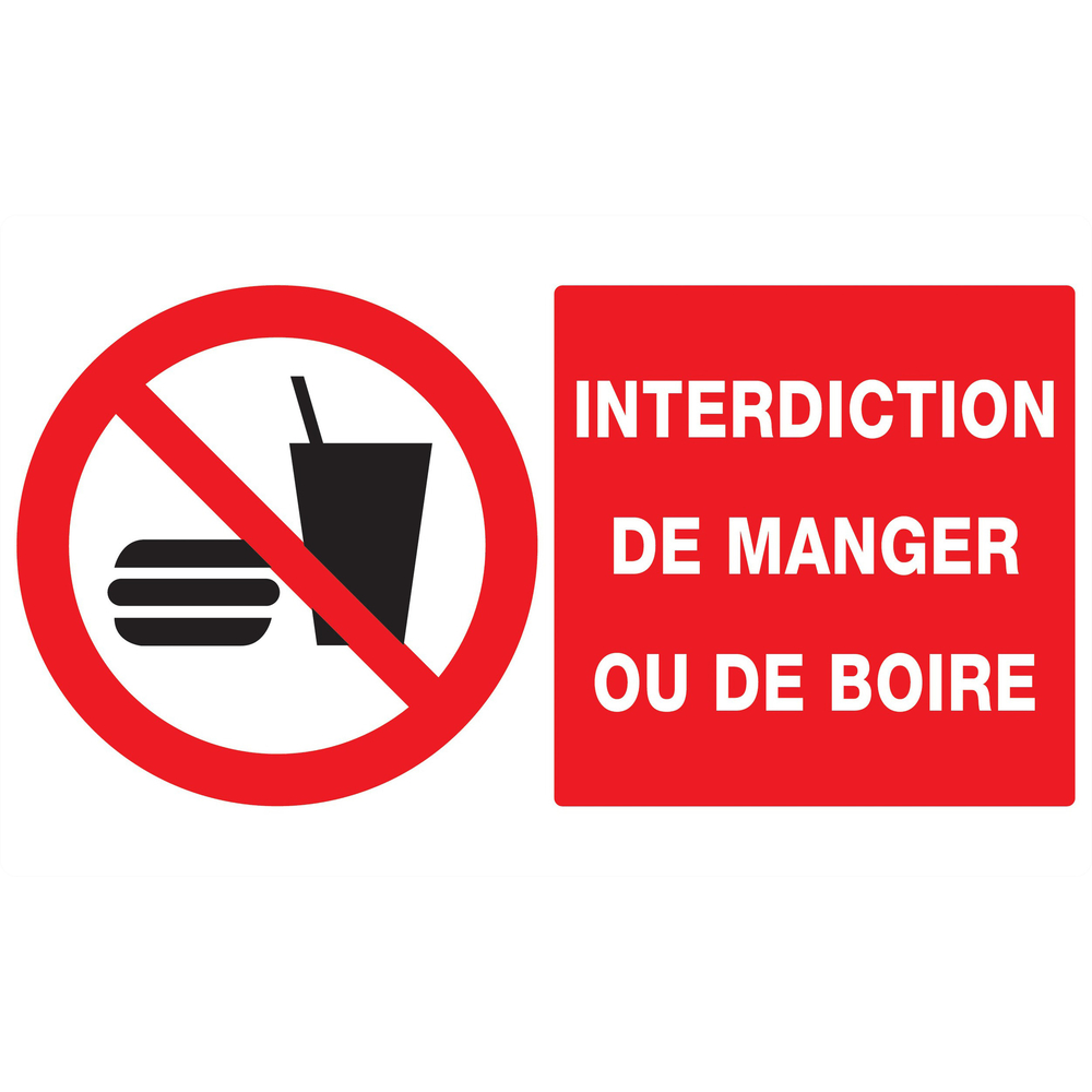 Panneau adhésif INTERDICTION DE MANGER OU DE BOIRE 330X200MM TALIAPLAST - 721229