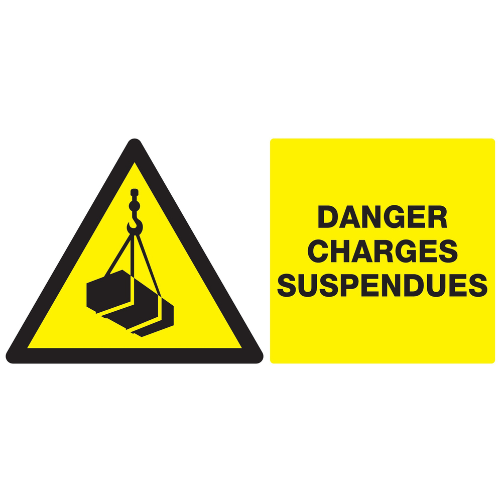 Panneau adhésif DANGER, CHARGES SUSPENDUES 330X200MM TALIAPLAST - 721307