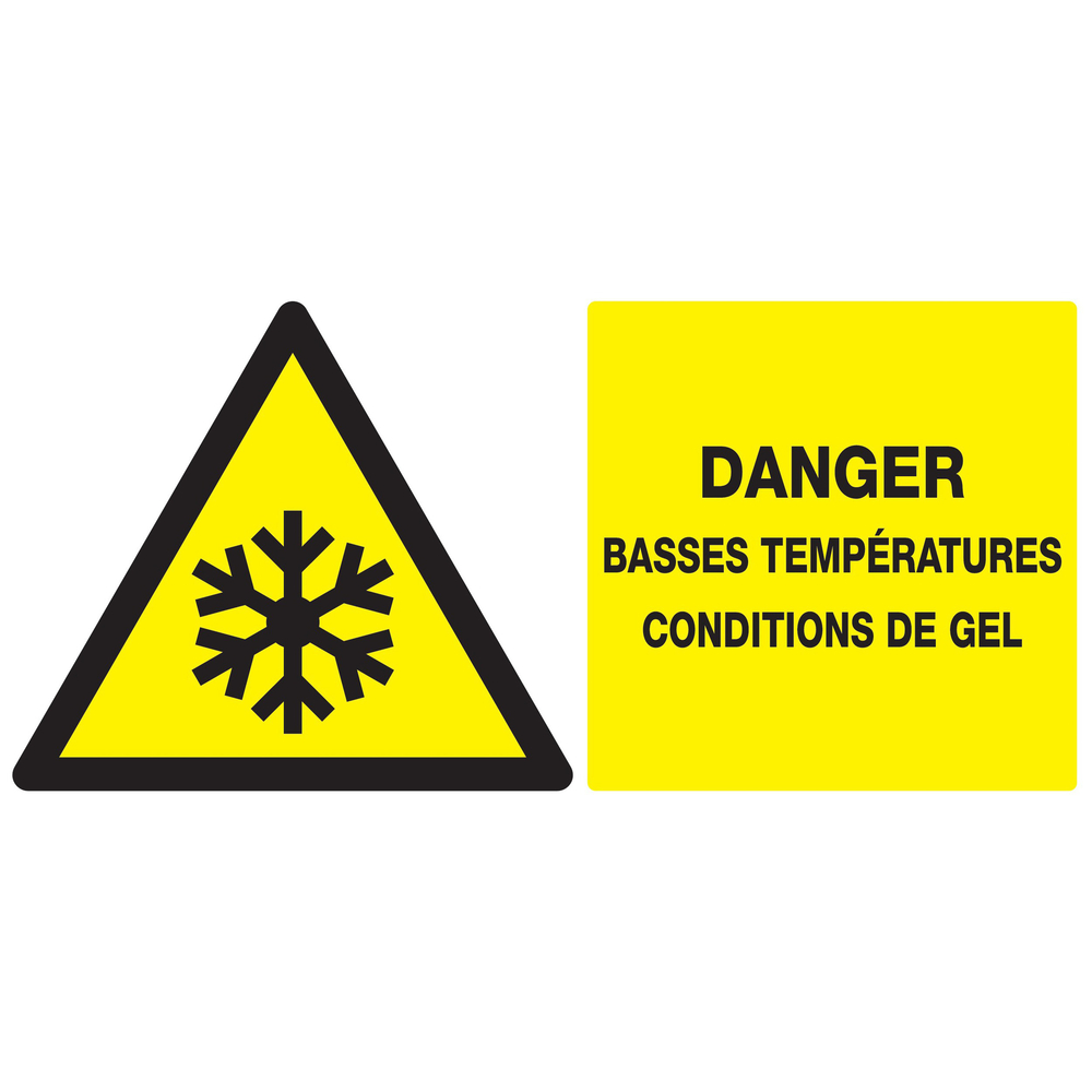 Panneau adhésif DANGER, BASSES TEMPERATURES CONDITIONS DE GEL 330x200mm TALIAPLAST - 721308