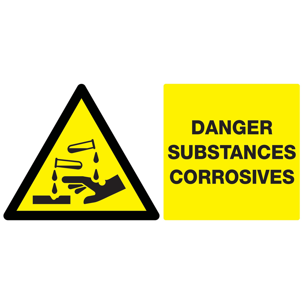 Panneau adhésif DANGER, SUBSTANCES CORROSIVES 330X200MM TALIAPLAST - 721309