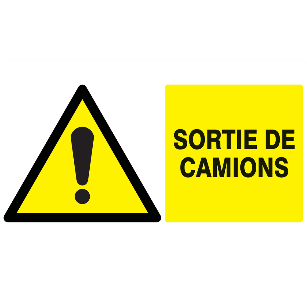 Panneau adhésif DANGER SORTIE DE CAMIONS 330X200MM TALIAPLAST - 721319